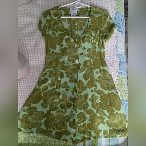 RVCA Olive Floral Button-Front Mini Dress